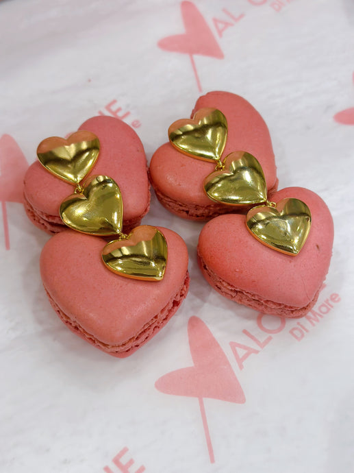 3-Tier Golden Heart Earrings