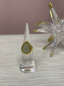 Pear Cut Jade Quartz Gold Plated Ring