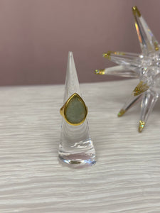 Pear Cut Jade Quartz Gold Plated Ring