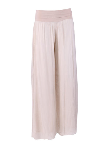 Champagne 'Donna' Italian Silk Palazzo Pant