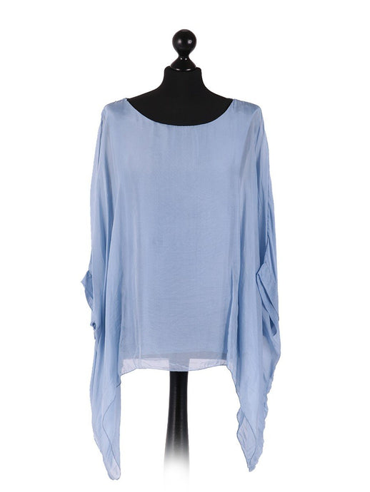 Denim Blue 'Classic' Italian Silk Tunic Top